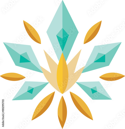 Crystal flower garden pattern with transparent shapes