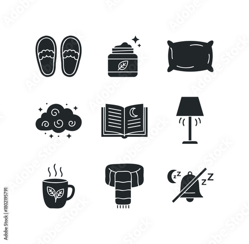 Cozy night comfort icons
