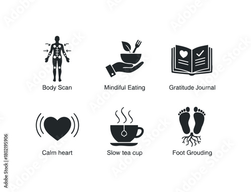Wellness Icons for Self Care and Health Management