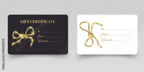 Blank Gift Cards and Vouchers with Red Ribbon Mockup