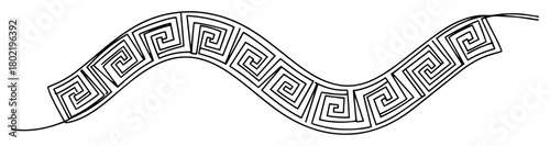 wavy greek key meander pattern one continuous line drawing vector