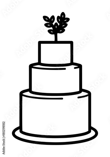 wedding cake with floral topper icon vector black shape