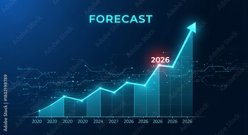 Obraz premium Financial forecast shows upward trend and future growth projection