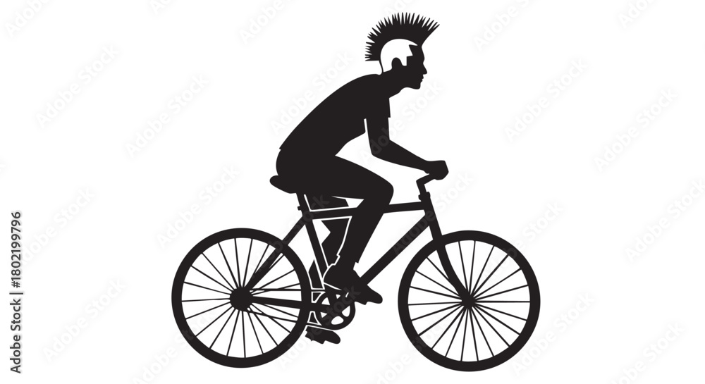 Obraz premium ## **6. Man with mohawk riding bicycle black silhouette vector** 