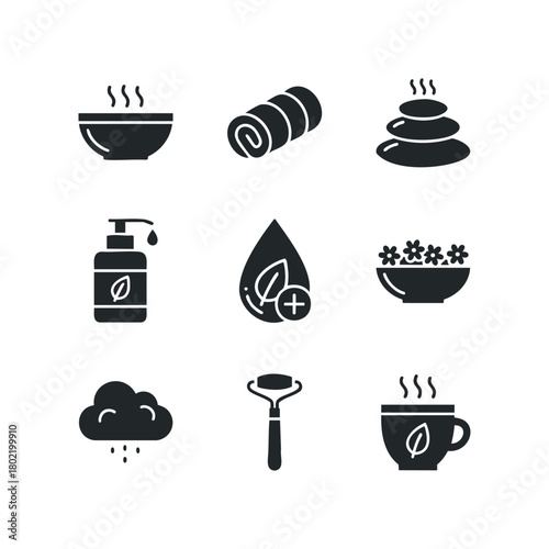 Wellness spa and beauty care icons collection