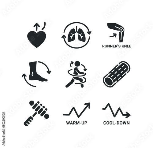 Fitness icons for workout and health monitoring