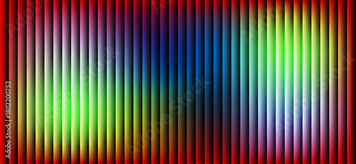 A futuristic arrangement of illuminated gradient stripes in bright multicolor tones creates a modern digital background for artistic and technology-related media.