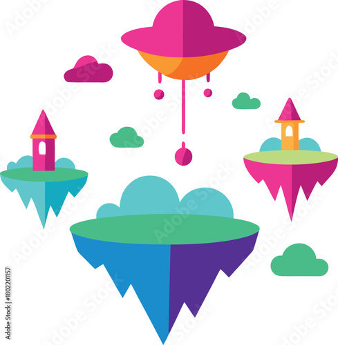 Floating sphere world pattern with geometric shadows