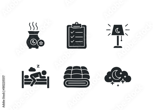 Collection of sleep and relaxation icons