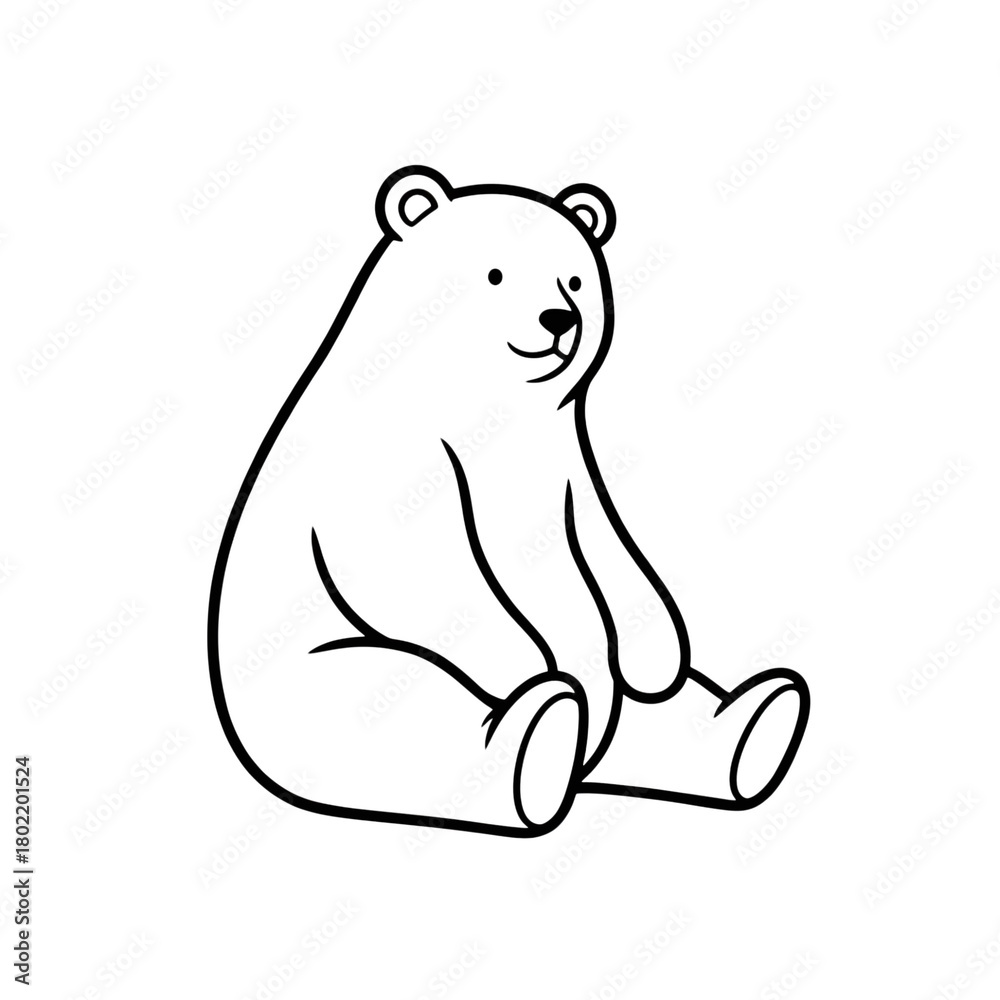 Obraz premium A minimalist black line drawing of a bear isolated on transparent background