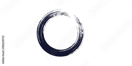 Circle brush stroke vector isolated on white background. Red enso zen circle brush stroke. For stamp, seal, ink and paintbrush design template. Grunge hand drawn circle shape, vector illustration