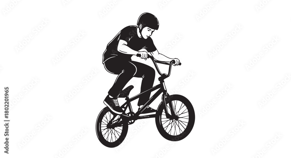 Fototapeta premium ## **12. Teenager riding BMX bike black silhouette vector** 