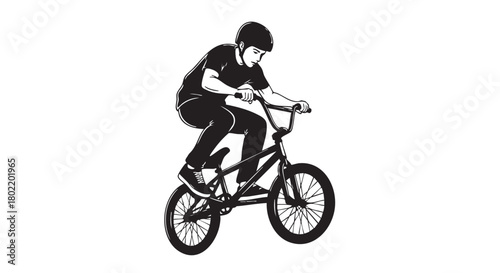 ## **12. Teenager riding BMX bike black silhouette vector**
