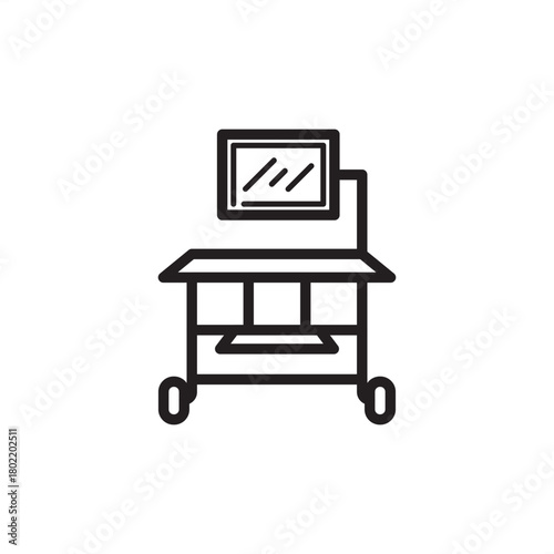 Industrial Mobile Workstation on wheels (WOW) icon for on-site data access. Features rugged manufacturing quality control conditions, ensuring efficient operations and specialized equipment interface.