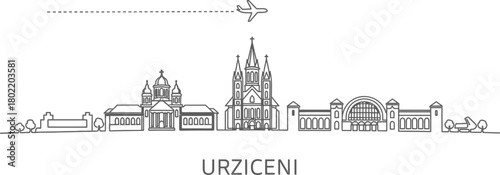 Urziceni Skyline with Airplane