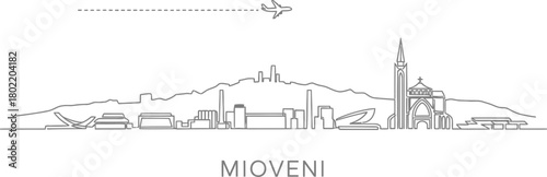 Mioveni Skyline with Airplane and Mountains