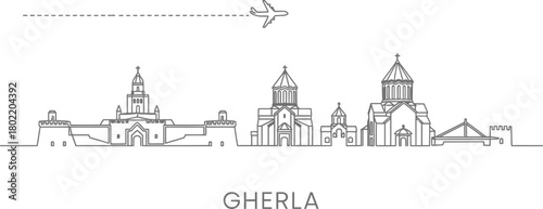 Gherla Romania Skyline with Airplane