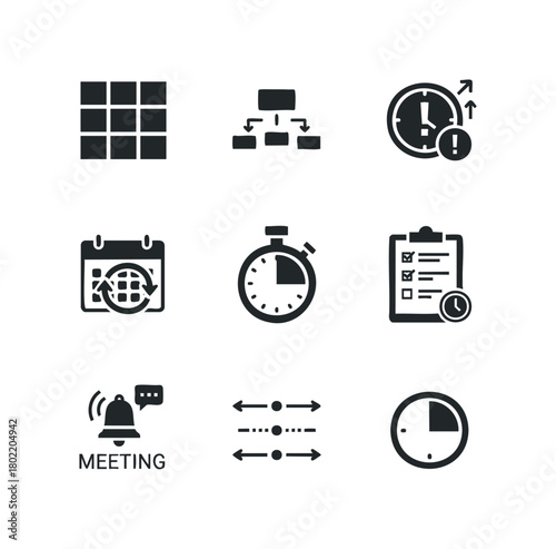 Collection of graphic icons for planning and time management