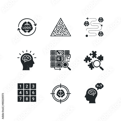 Collection of Icons Representing Thinking and Problem Solving