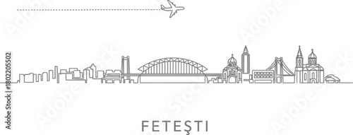 Fetesti Skyline with Airplane Silhouette