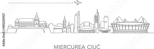 Miercurea Ciuc Skyline with Airplane