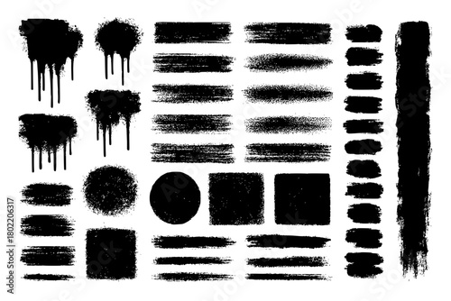  Urban Grunge Vector Pack – Spray Effects, Brush Strokes, Ink Splatter, Graffiti Shapes, Distressed Textures & Highlight Elements for Creative Design.