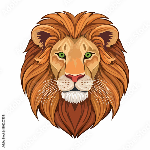 Majestic lion head with detailed mane illustration showcasing strength and nobility in digital art