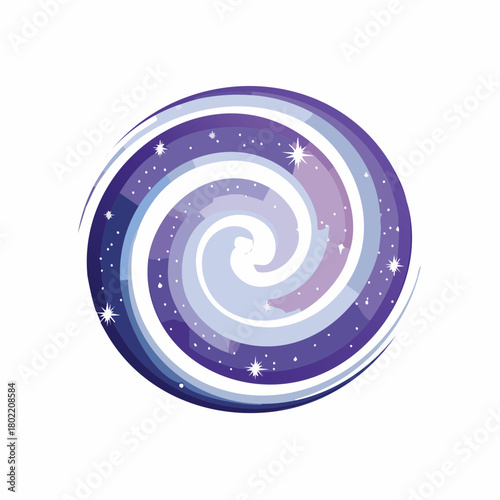 Cosmic spiral: A swirling galaxy of violet and celestial specks in artistic illustration