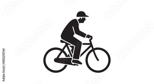 4. Elderly man riding bicycle black silhouette vector
