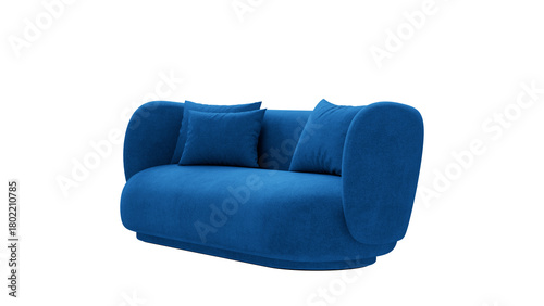 Upholstered curved sofa on an isolated background.
