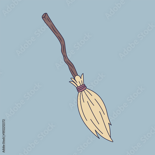 Witchs Broomstick Cartoon Illustration