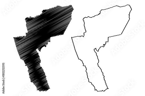 Andarai municipality (Bahia state, Municipalities of Brazil, Federative Republic of Brazil) map vector illustration, scribble sketch Andarai map