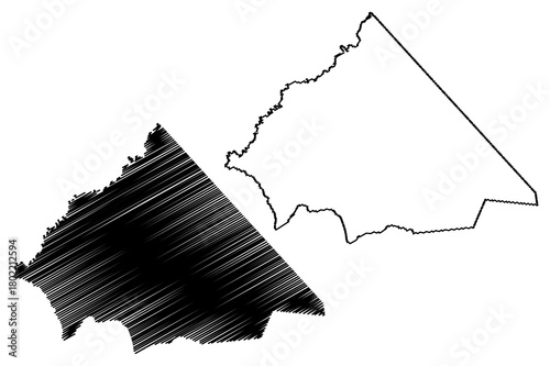 Angical municipality (Bahia state, Municipalities of Brazil, Federative Republic of Brazil) map vector illustration, scribble sketch Angical map