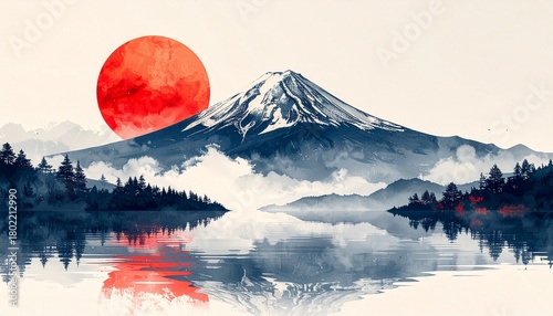 和風な富士山のイラスト素材