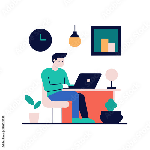 freelancer working from home with relaxed mood for web and graphic design