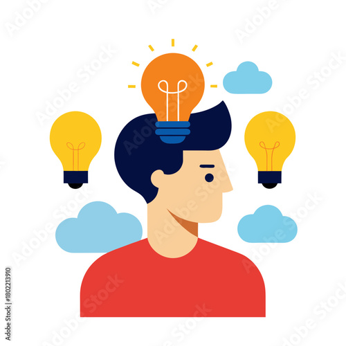 person brainstorming new ideas creative mind for web and graphic design