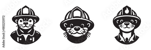 Otter Firefighter Badges: Courage Duty and Protection.
