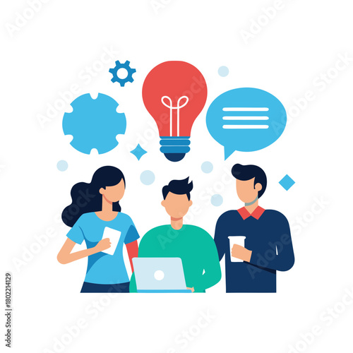 startup team discussing project ideas teamwork coworker for web and graphic design