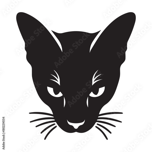 Oriental Cat Silhouette: Elegant Black Feline Portrait.