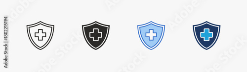 Shield icon multiple style collection