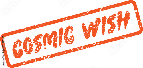 Distressed Rectangular Rubber Stamp with the Words Cosmic Wish on It