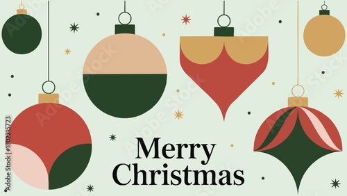 MidCentury Modern Christmas Ornaments Geometric Abstract Holiday Vector
