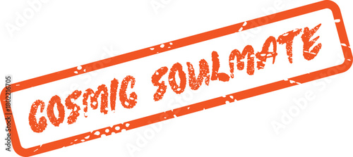 Cosmic Soulmate Text within an Orange Rectangular Grunge Border Design