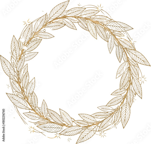 Elegant golden leaves form a stunning wreath ideal for sophisticated invitations clean professional vector illustration