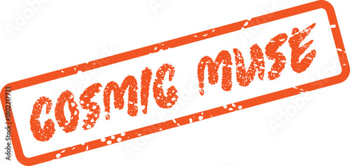 Distressed Cosmic Muse Orange Rectangular Grunge Stamp on a White Background