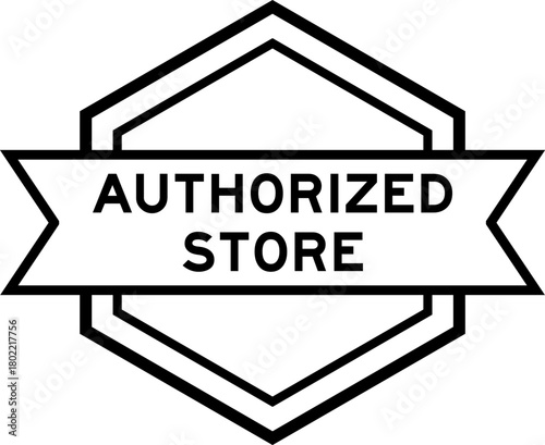 Vintage black color round label banner with word authorized store on white background