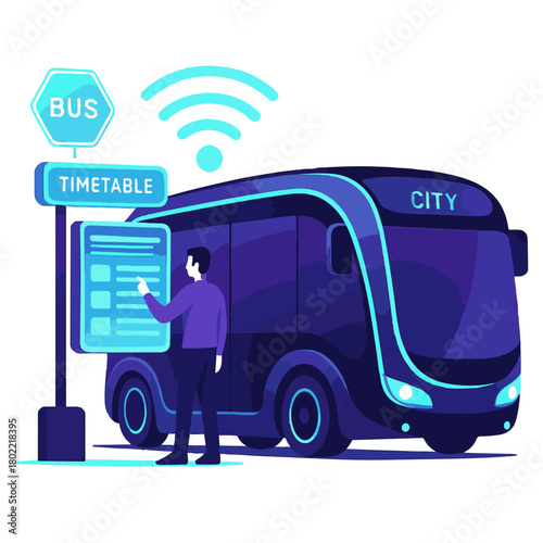 Smart Bus Timetable System color vector