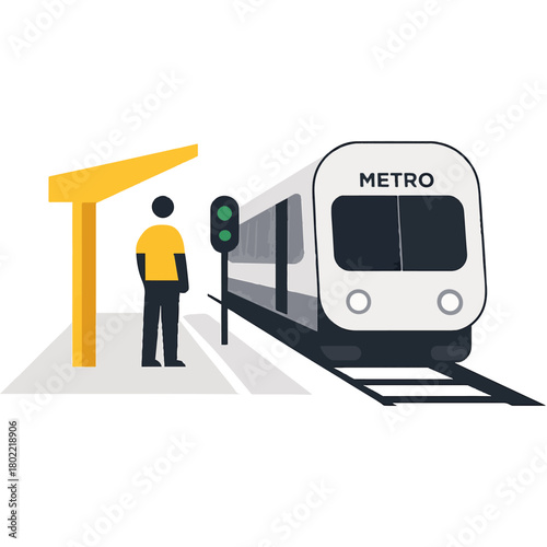 Metro Station with Arriving Train color vector