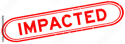 Grunge red impacted word rubber seal stamp on white background