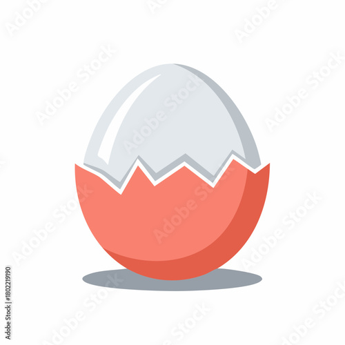 Minimalist egg vector illustration with cracked shell and vibrant colors for design elements